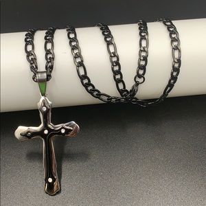 cross and chain, stainless steel